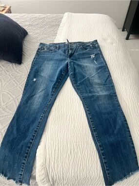 Joe's Jeans Light Blue Denim with Tan Leather Patch
